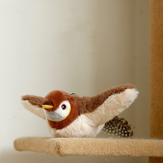 Interactieve Pluchen Vogel voor Katten - Met Chirp-geluid en Fladderende Vleugels
