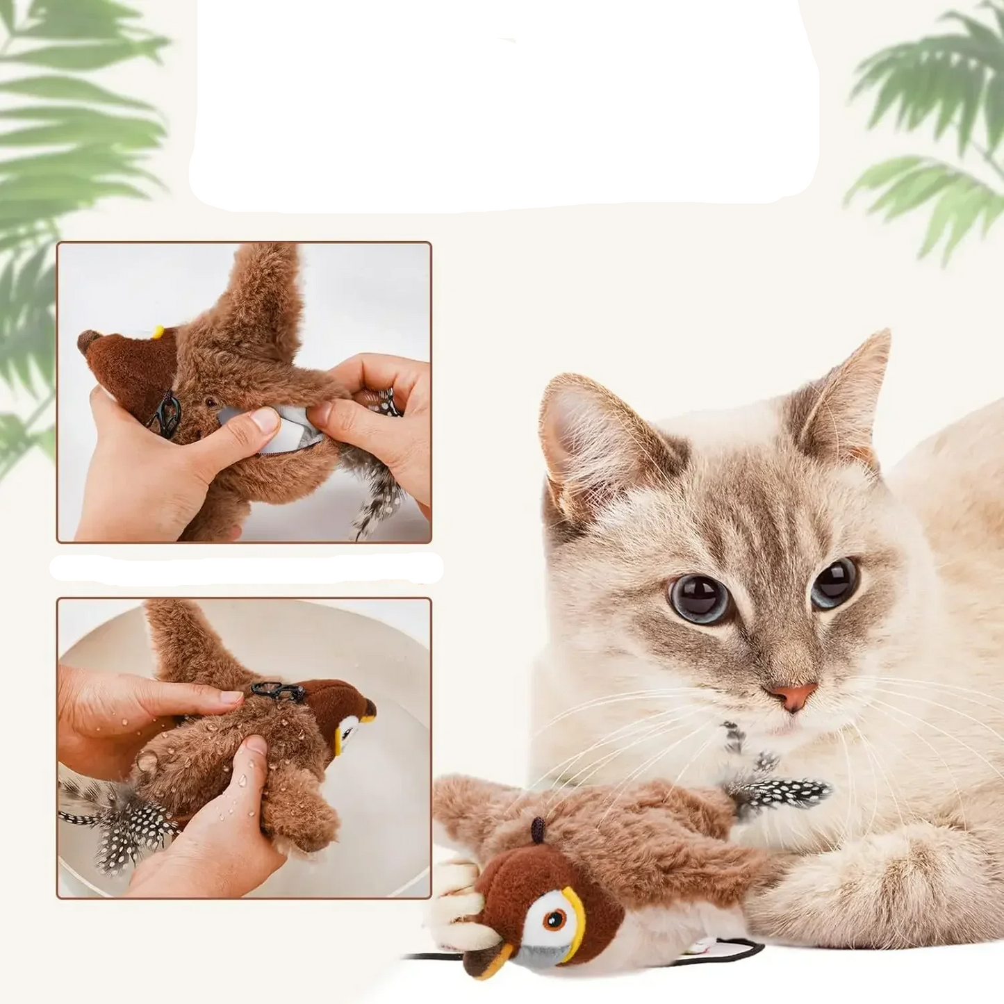 Interactieve Pluchen Vogel voor Katten - Met Chirp-geluid en Fladderende Vleugels
