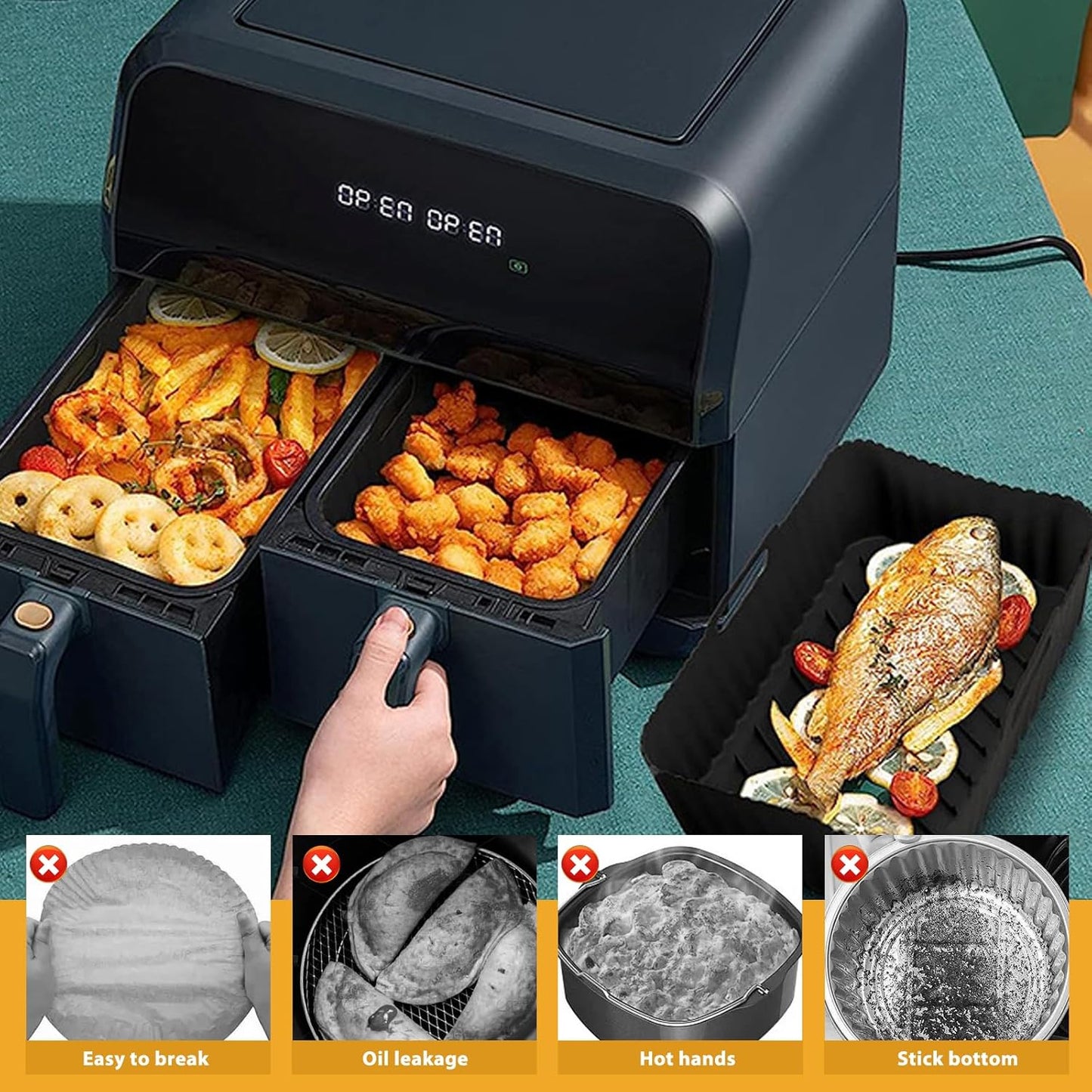 Dubbele Siliconen Ovenschaal Geschikt Voor De Airfryer