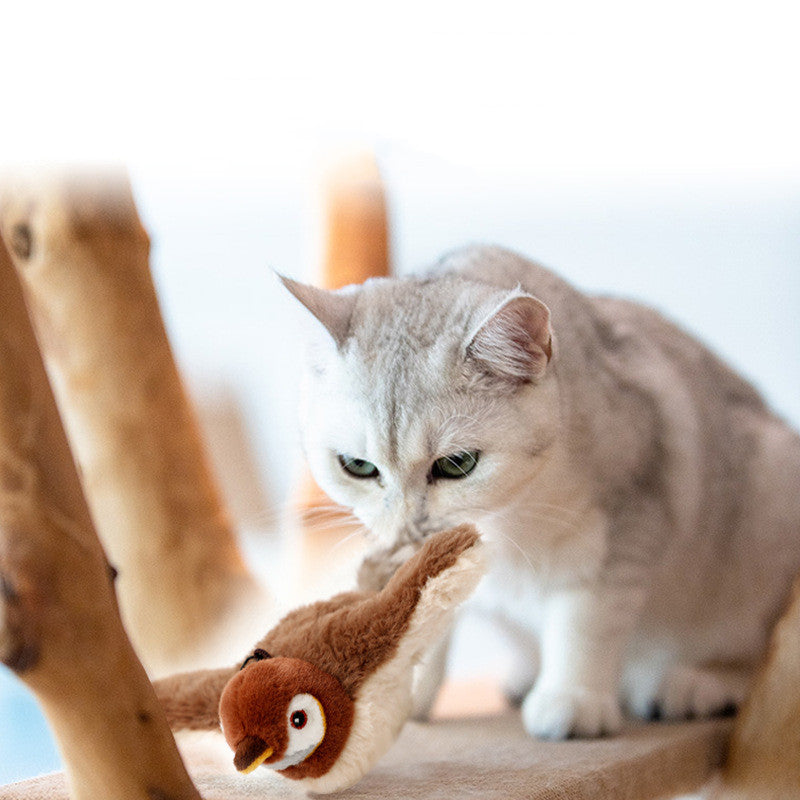 Interactieve Pluchen Vogel voor Katten - Met Chirp-geluid en Fladderende Vleugels