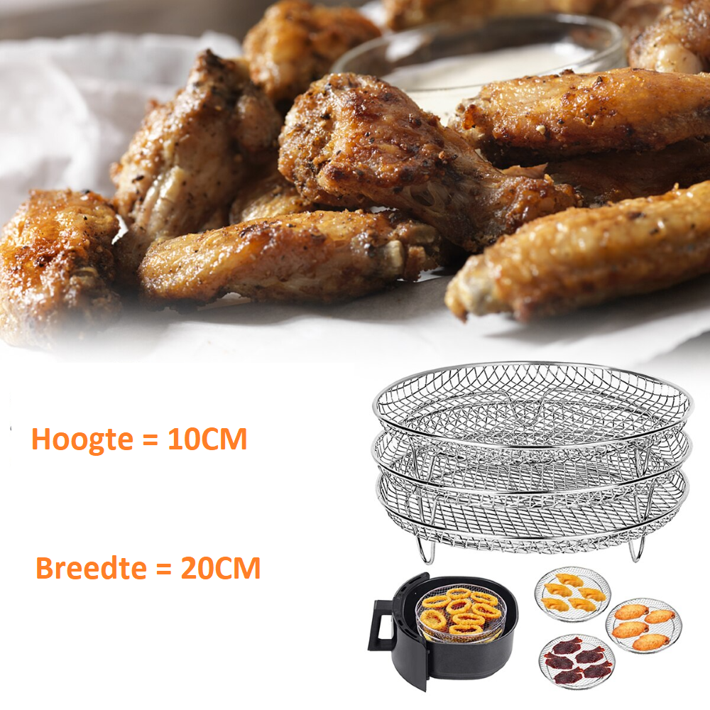 Heteluchtfriteuse Accessoires - 3 Lagen Rekjes