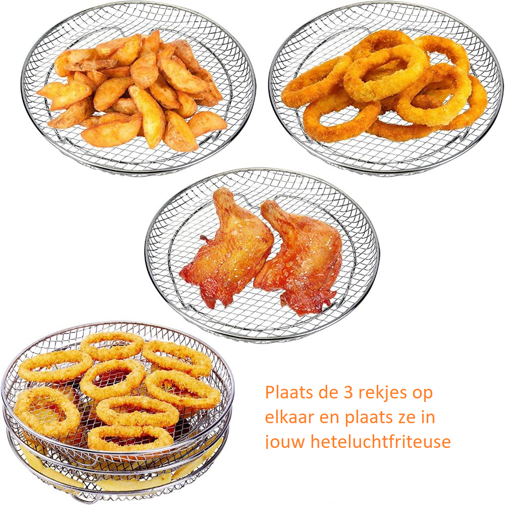 Heteluchtfriteuse Accessoires - 3 Lagen Rekjes